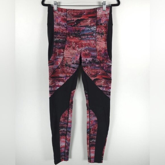 Lululemon Sweat & Repeat Black/Dahliascape Multicolored Leggings Size 10 - Picture 5 of 15